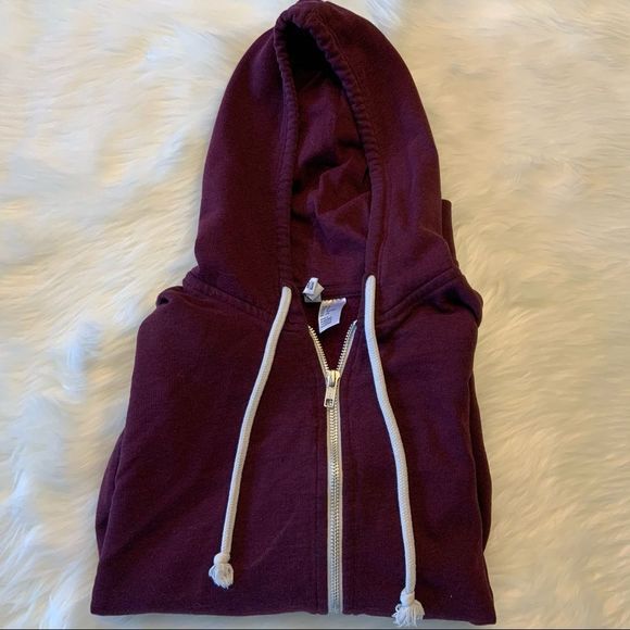 H&M Jackets & Coats Burgundy Hoodie Jacket Zip Down Divided Poshmark